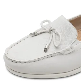 Mocassins Wit Leer