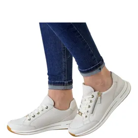 Sneakers Compensé Blanc Cuir