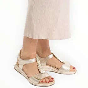 Wedge Sandals Gold Leather