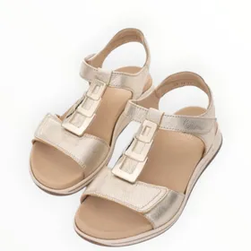 Wedge Sandals Gold Leather