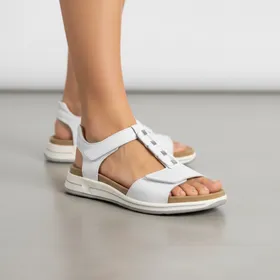 Wedge Sandals White Leather