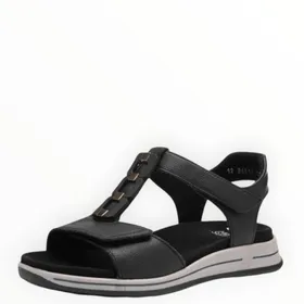 Wedge Sandals Black Leather