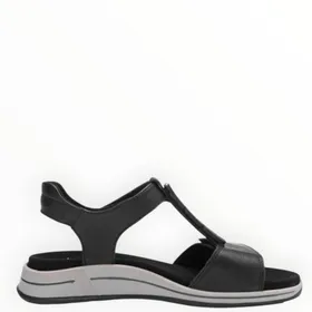 Wedge Sandals Black Leather