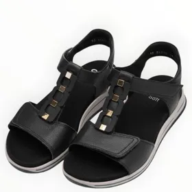 Wedge Sandals Black Leather