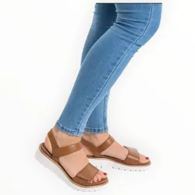 Keilsandalen Cognac Leder