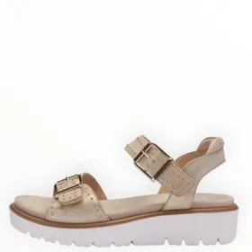 Sandalen met sleehak Beige Leer