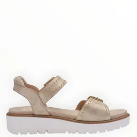 Sandalen met sleehak Beige Leer