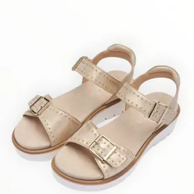 Sandalen met sleehak Beige Leer