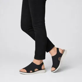 Wedge Sandals Black Textile