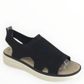 Wedge Sandals Black Textile