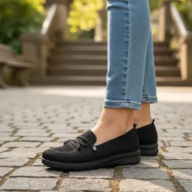 Ballerinas Schwarz Textil