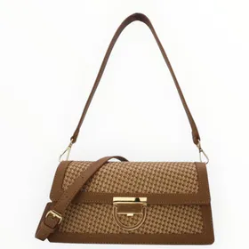 Sac épaule Taupe effet paille
