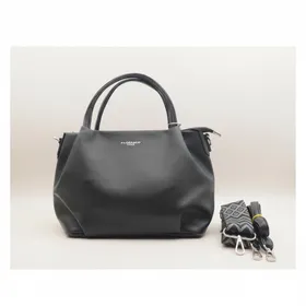 Handbag-Shoulder Bag Black Zip Strap