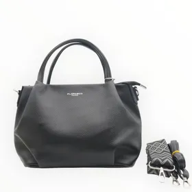 Handbag-Shoulder Bag Black Zip Strap