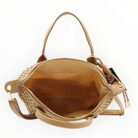 Handtas Beige Stro-effect