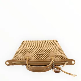 Handtas Beige Stro-effect