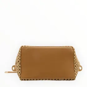 Handtas Beige Stro-effect