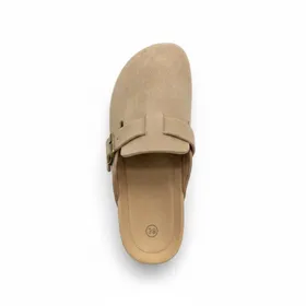 Mules Taupe met Lage Hak