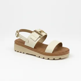 Sandalen met sleehak Beige