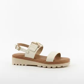 Sandalen met sleehak Beige