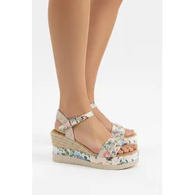 Sandales compensées Beige