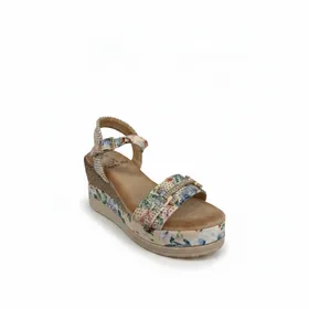 Sandales compensées Beige