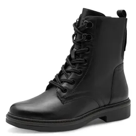 Tamaris Wide Fit Ankle Boots Black Leather-Textile