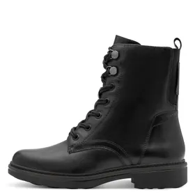 Tamaris Wide Fit Ankle Boots Black Leather-Textile