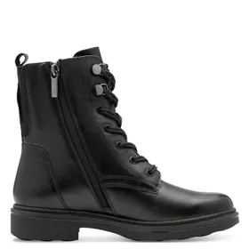 Tamaris Wide Fit Ankle Boots Black Leather-Textile