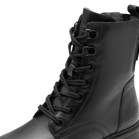 Tamaris Wide Fit Ankle Boots Black Leather-Textile