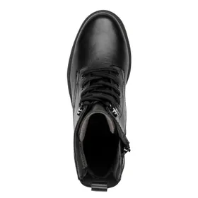 Tamaris Wide Fit Ankle Boots Black Leather-Textile