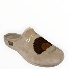 Slipper Mule Hérisson Beige Textile
