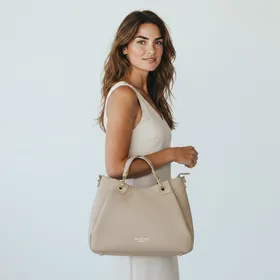 Handbag Taupe Zip Shoulder Strap