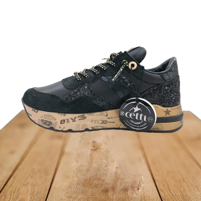 Cetti Wedge Sneakers Leather Black