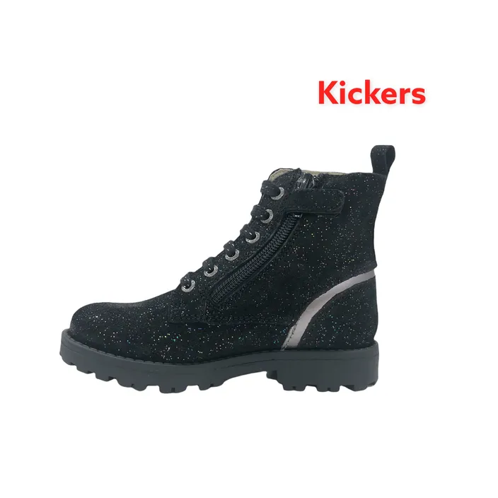 Kickers Boots Leather Black Small Heel