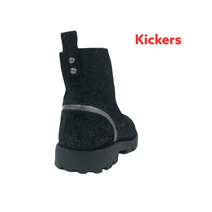 Kickers Boots Leather Black Small Heel