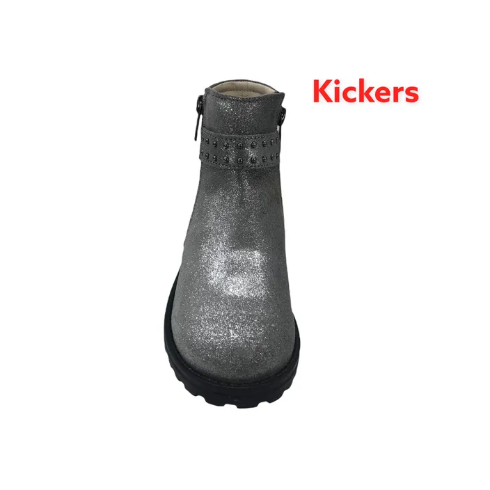 Kickers Boots Leather Metallic Grey