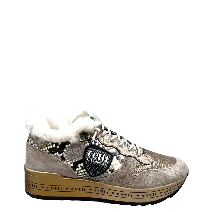 Cetti Sneakers Compensées Cuir Beige