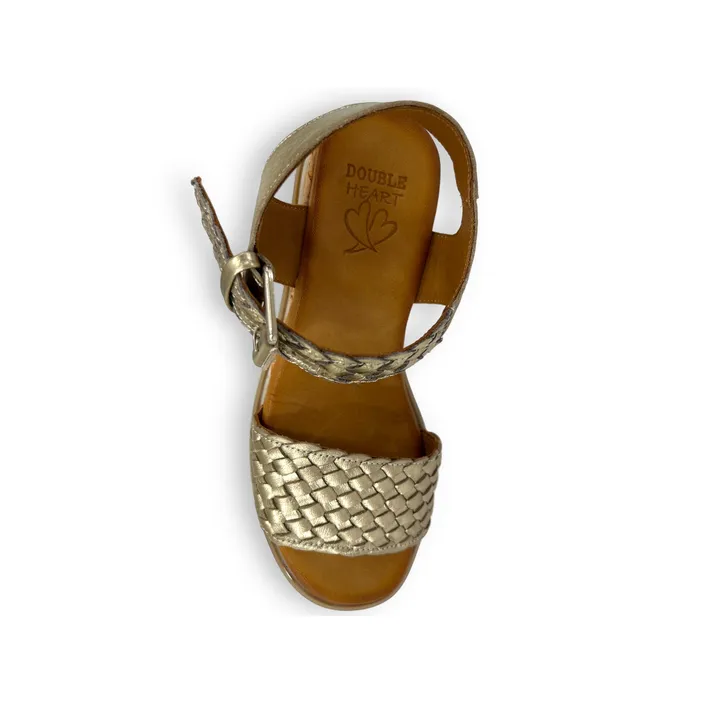 Double Heart Sandalen Leder Brons