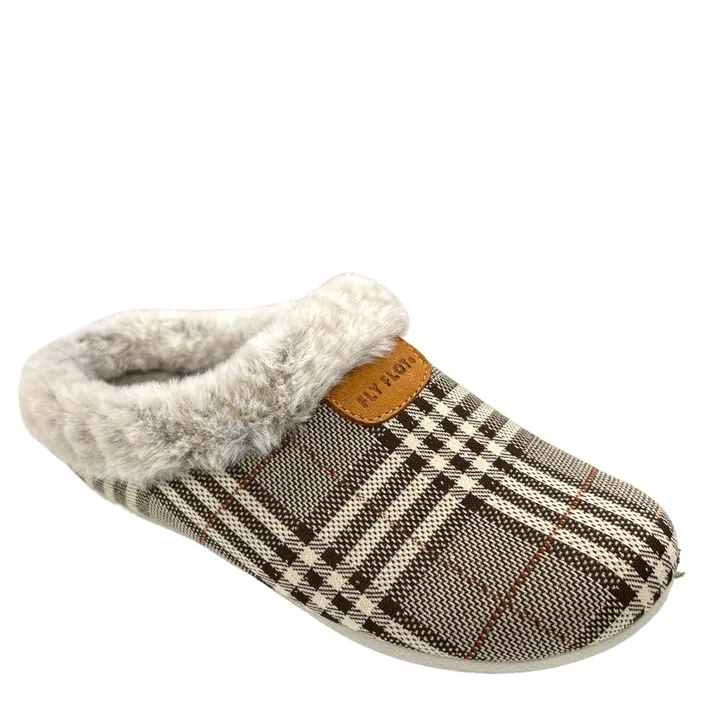 Fly Flot Mules Brown Textile