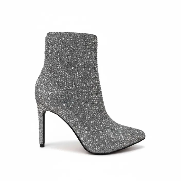 Ankle Boots Silver Super shoes with High Heel 10 cm