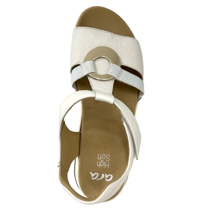 Ara Wedge Sandals Leather Cream