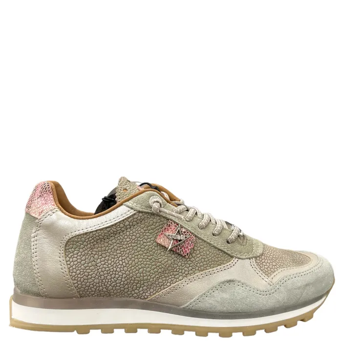 Cetti Sneakers Cuir Vert Compensé 3cm
