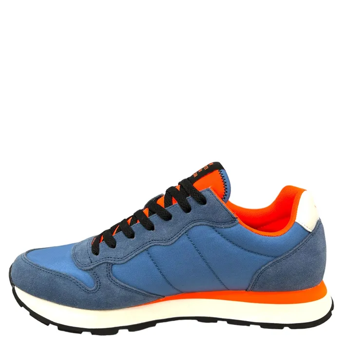 Sneakers Sun 68 Bleu Mix Cuir-Textile