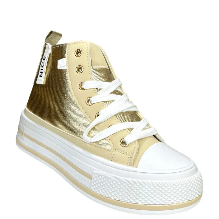 Vasco KLA High-Top Sneakers Gold