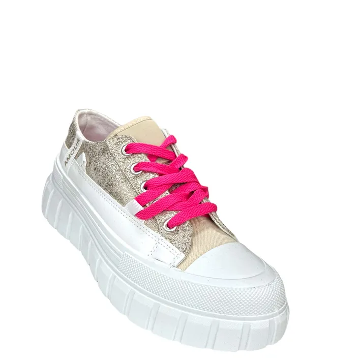 Lucky Sneakers Compensées Blanc Or