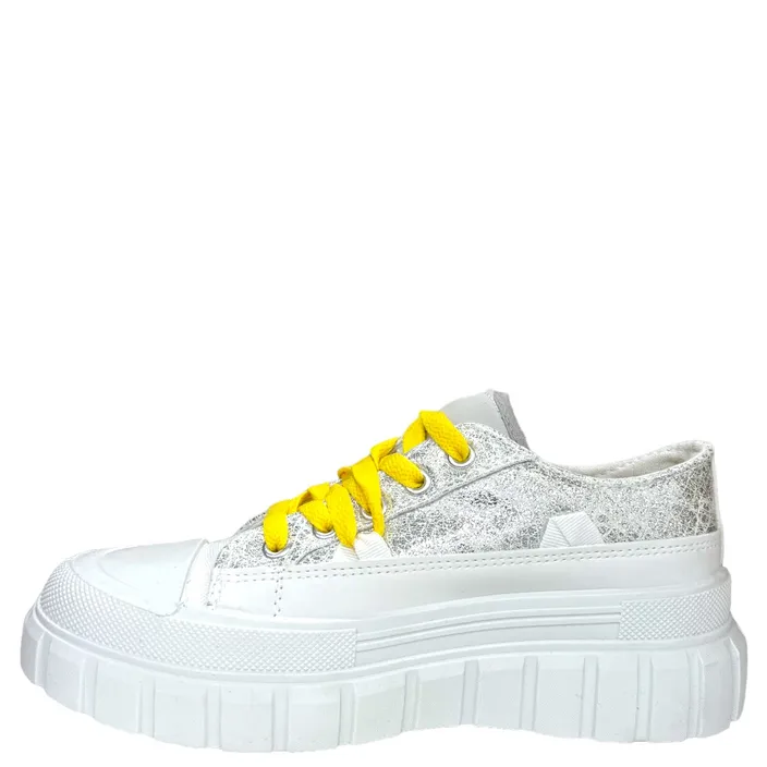 Lucky Silver Wedge Sneakers