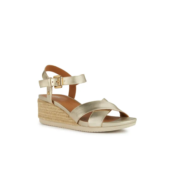 Sandales compensées Geox cuir or