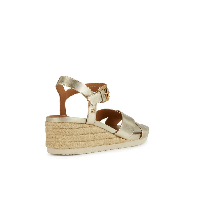 Sandales compensées Geox cuir or