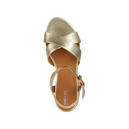 Sandales compensées Geox cuir or